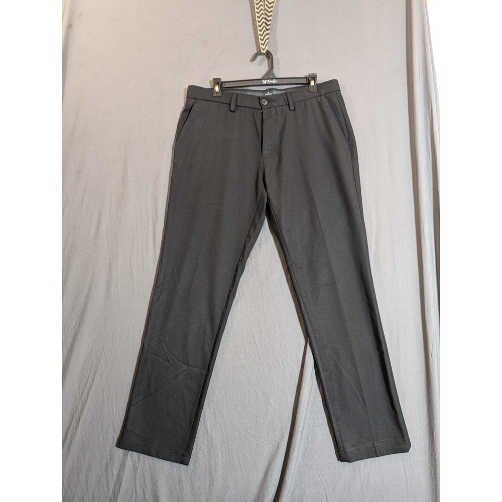 Haggar H26 Mens Charcoal Gray Flat Front Dress Pants Size 34x30 Polyester Blend